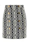 Max Mara Black And White Jacquard Riber Miniskirt In Multicolor