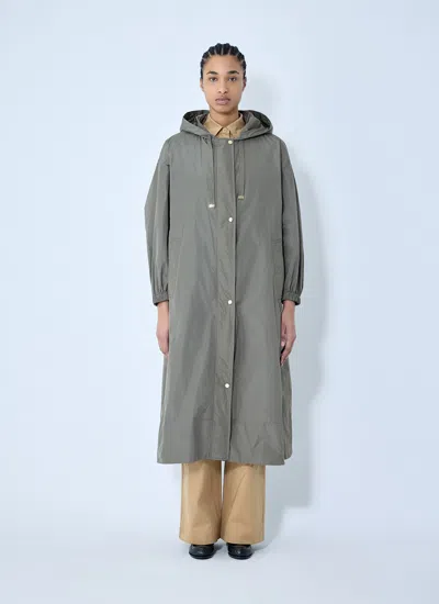 Max Mara Women Ripstop Hooded Coat In Green