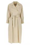 Max Mara Double-breasted Ivory Trench Coat With Belted Waist In Cream