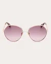 Max Mara Women's Rose Goldtone Menton Round Sunglasses In Shiny Rose Gold/gradient
