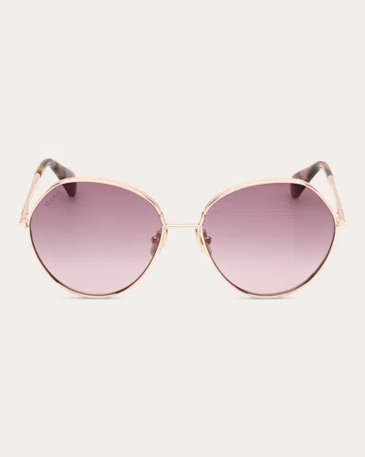 Max Mara Women's Rose Goldtone Menton Round Sunglasses In Gold/violet
