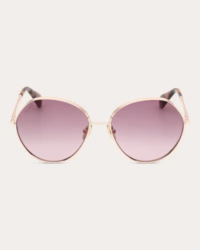 Max Mara Women's Rose Goldtone Menton Round Sunglasses In Shiny Rose Gold/gradient