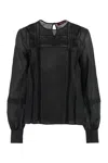 Max Mara Studio Ruffled Ramie Blouse In Black