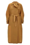 Max Mara Belted Double-breasted Trench Coat With Adjustable Waist In Brown