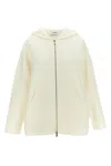 Max Mara Hooded Sweatshirt With Front Pockets And Long Sleeves In White