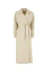 Max Mara Double-breasted Ivory Trench Coat With Belted Waist In Neutral