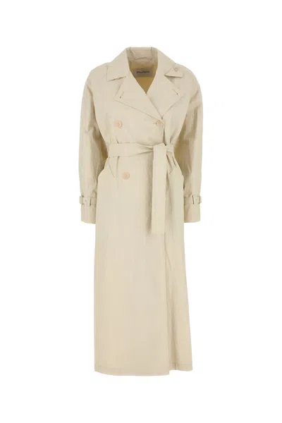 Max Mara Women Sand Linen Ronco Trench Coat