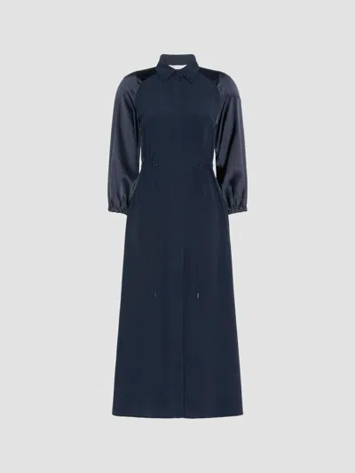 Max Mara Women's Satin Shirt Dress In Blue