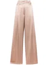 Max Mara Women Satin Wide-leg Silk Trousers In Beige