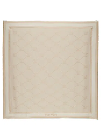 Max Mara Women Scarf With Logo In Cream