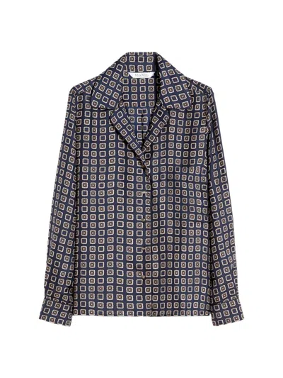 Max Mara Maxmara Mxmdisco Semi Fitted Printed Silk Shirt In Black