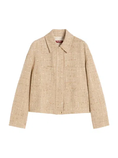 Max Mara Women's Sequinned Cotton Blend Boxy Jacket In Brown