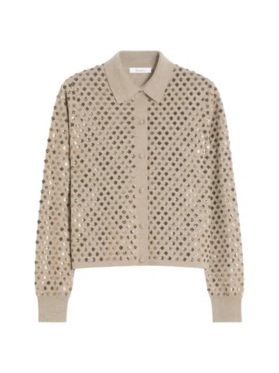 Max Mara Women's Sequinned Wool Cardigan In Neutral
