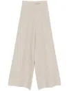 Max Mara Beige Linen Wide-leg Trousers In Gray