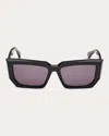 Max Mara 54mm Rectangular Sunglasses In Shiny Black/smoke
