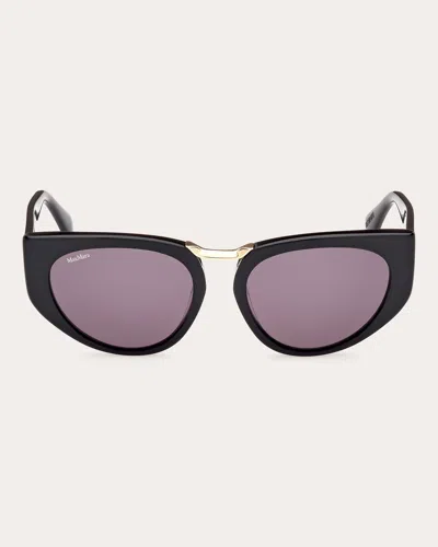 Max Mara Women's Shiny Black Bridge 1 Cat-eye Sunglasses