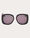 MAX MARA WOMEN'S SHINY BLACK BRIDGE OVERSIZED ROUND SUNGLASSES