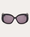 Max Mara Women's Shiny Black Edna Oversized Round Sunglasses In Black