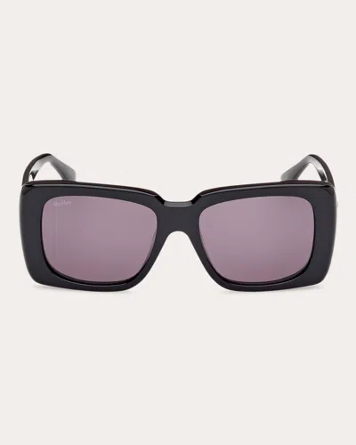 Max Mara Women's Shiny Black Glimpse 3 Rectangular Sunglasses In Blue