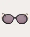 MAX MARA WOMEN'S SHINY BLACK LIZ GEOMETRIC SUNGLASSES