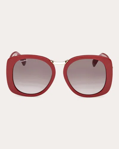 Max Mara Women's Shiny Bordeaux Bridge Oversized Round Sunglasses In Red