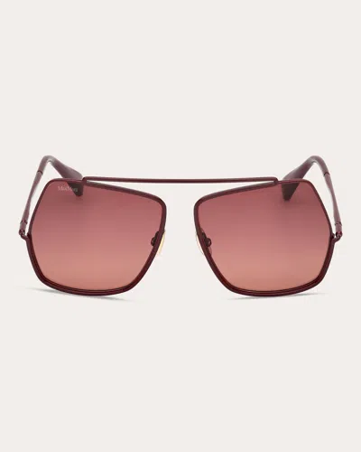 Max Mara Women's Shiny Bordeaux Elsa Petite Aviator Sunglasses In Brown