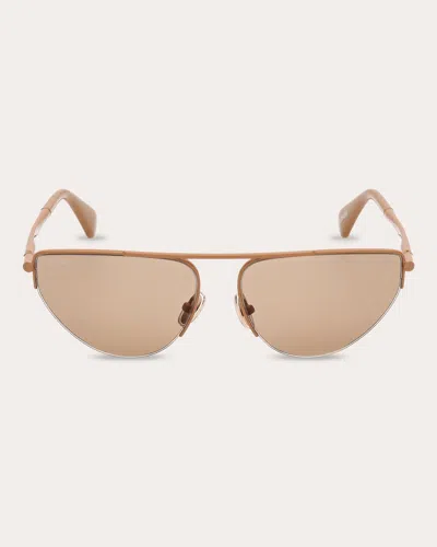 Max Mara Women's Shiny Light Brown Half-rim Cat-eye Sunglasses In Bronze/camel/light Brown