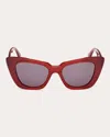 Max Mara Butterfly Sunglasses In Shiny Red/smoke