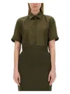 Max Mara Buttoned Short-sleeved Shirt In Military Green