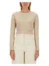Max Mara Boat-neck Cuffed-sleeve Sweater In Beige