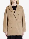Max Mara Rebus Double-breasted Notched-lapels Coat In Cream