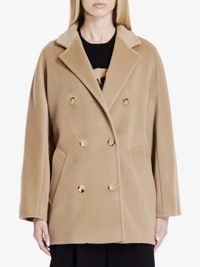 Max Mara Rebus Double-breasted Coat In Cream