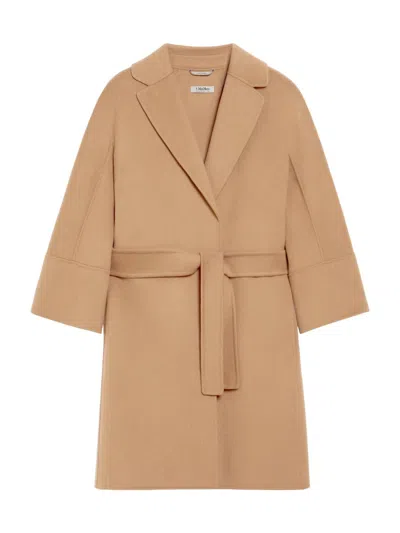 Max Mara Short Double-faced Wool Coat In Brown