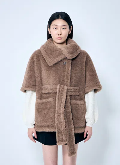 Max Mara Women Short Sleeve Belted Teddy Coat In Cream
