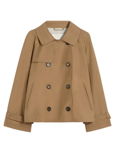 Max Mara Women's Short Water Repellent Twill Trench Coat In Brown