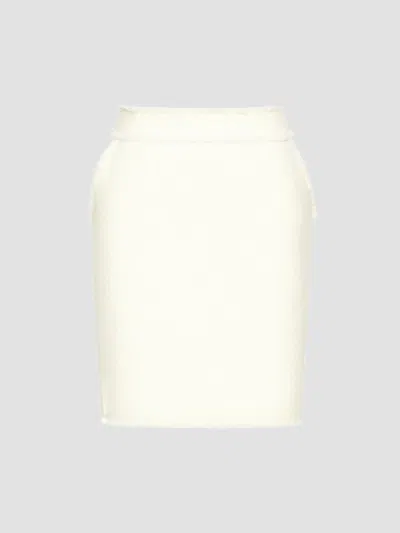 Max Mara Women's Short Wool Jersey Skirt In White