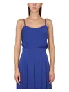 Max Mara Silk Charmeuse Tuxedo Top In Blue