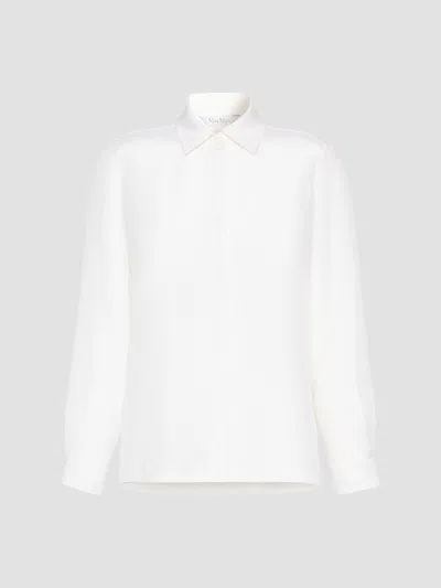 Max Mara Women's Silk Crepe De Chine Shirt In White