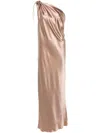 Max Mara Women Silk Long Dress In Brown