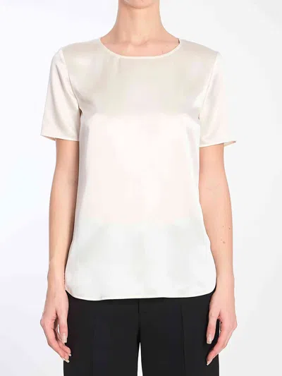 Max Mara Women Silk Satin Blouse In Beige