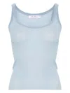Max Mara Semi-sheer Fine-ribbed Top In Clear Blue
