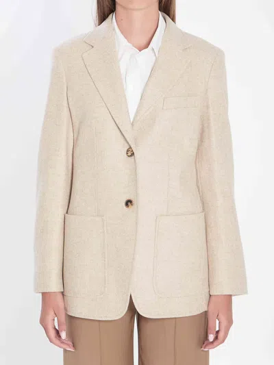 Max Mara Women Single-breasted Blazer In Shetland In Neutral