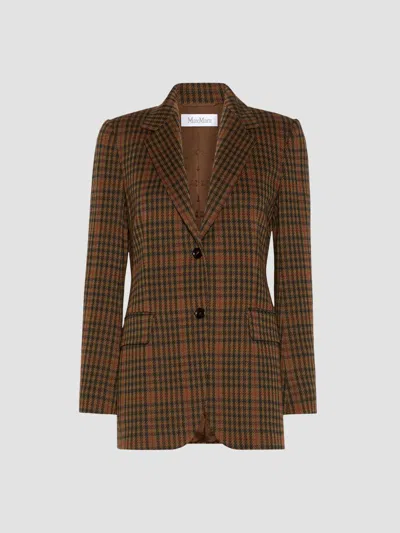 MAX MARA WOMEN'S SINGLE BREASTED GLEN PLAID JERSEY BLAZER