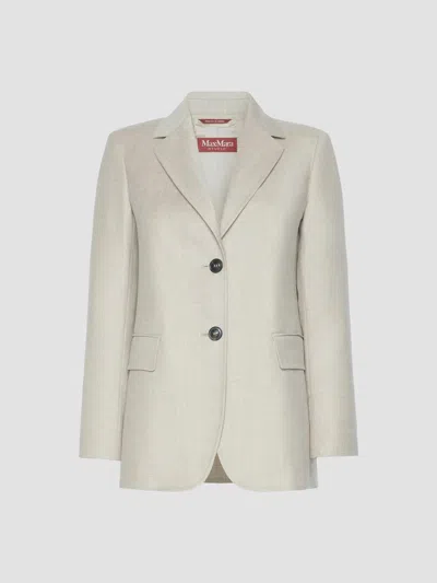 Max Mara Women's Single Breasted Wool Flannel Blazer In White