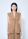 Max Mara Sleeveless Gabardine Jacket In Multicolor