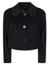 Max Mara Round-collar Single-breasted Jacket In Black