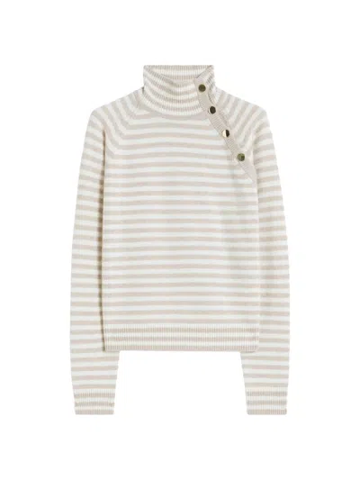 Max Mara Women's Stockinette Stitched Cashmere Polo Neck Sweater In White