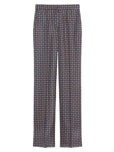 Max Mara Straight-fit Printed Silk Trousers In Neutral