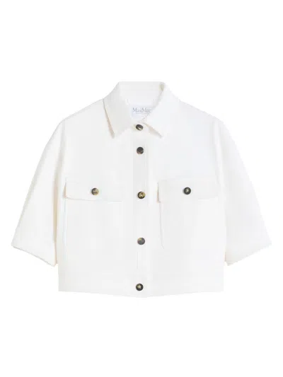 Max Mara Women's Stretch Cotton Cropped Jacket In White