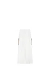 Max Mara Pantalone Edda In Cotone Stretch Bianco Donna